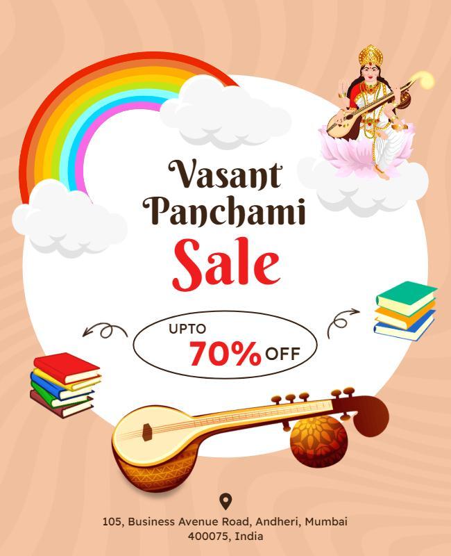 Festive Vasant Panchami Sale with Colorful Elements Poster Template