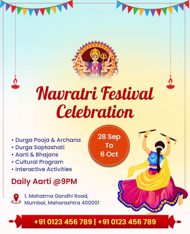 Festive Vibrant Navratri Festival Celebration Poster Template