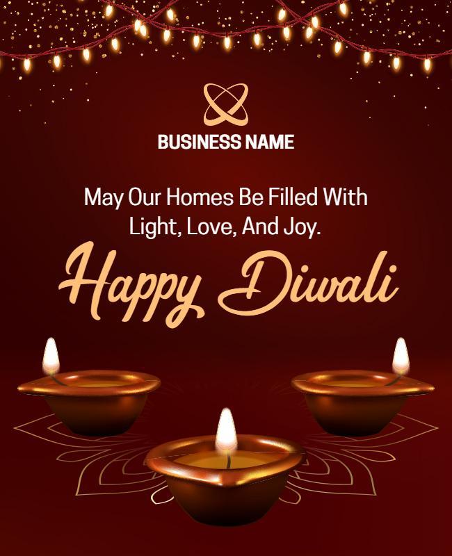 Festive Warm Diwali Celebration with Lamps Poster Template