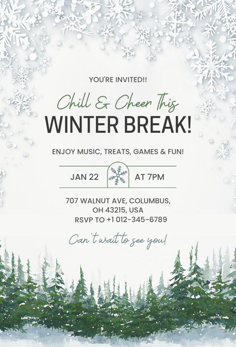 Festive Winter Break Celebration Party Invitation Template