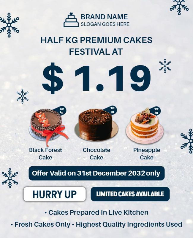 Festive Winter Cake Sale with Premium Variety Poster Template