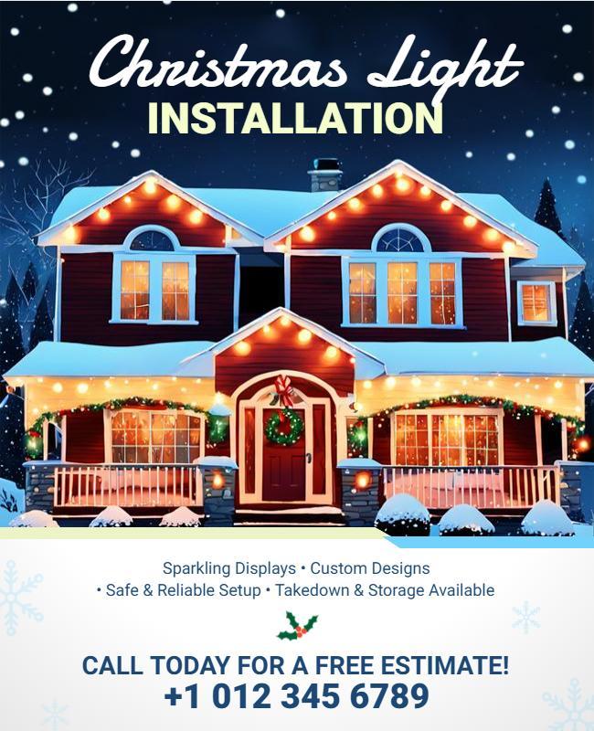 Festive Winter Christmas Light Installation Service Poster Template
