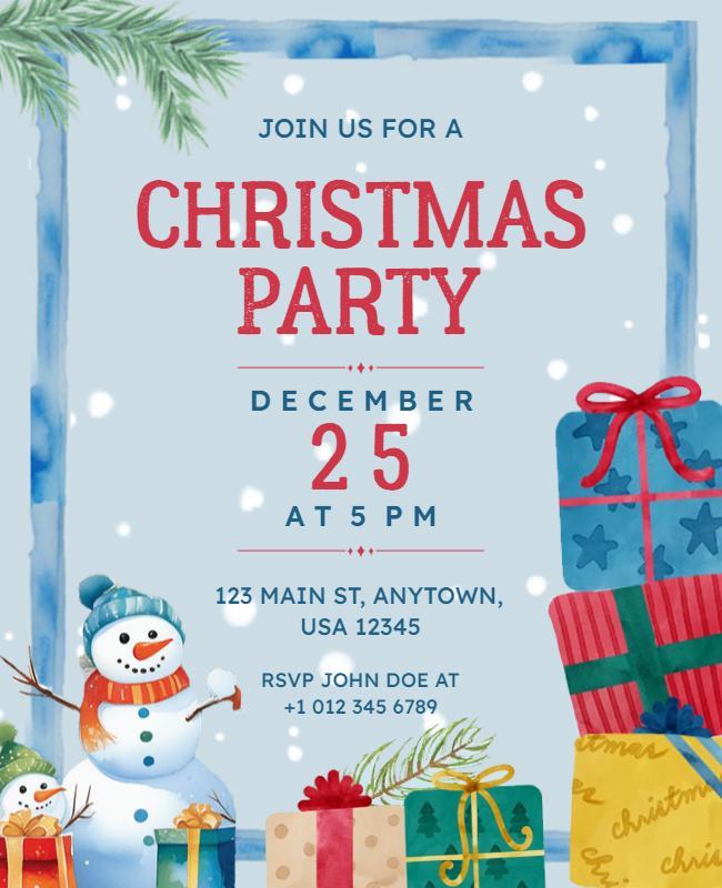 Festive Winter Christmas Party Invitation Poster Template