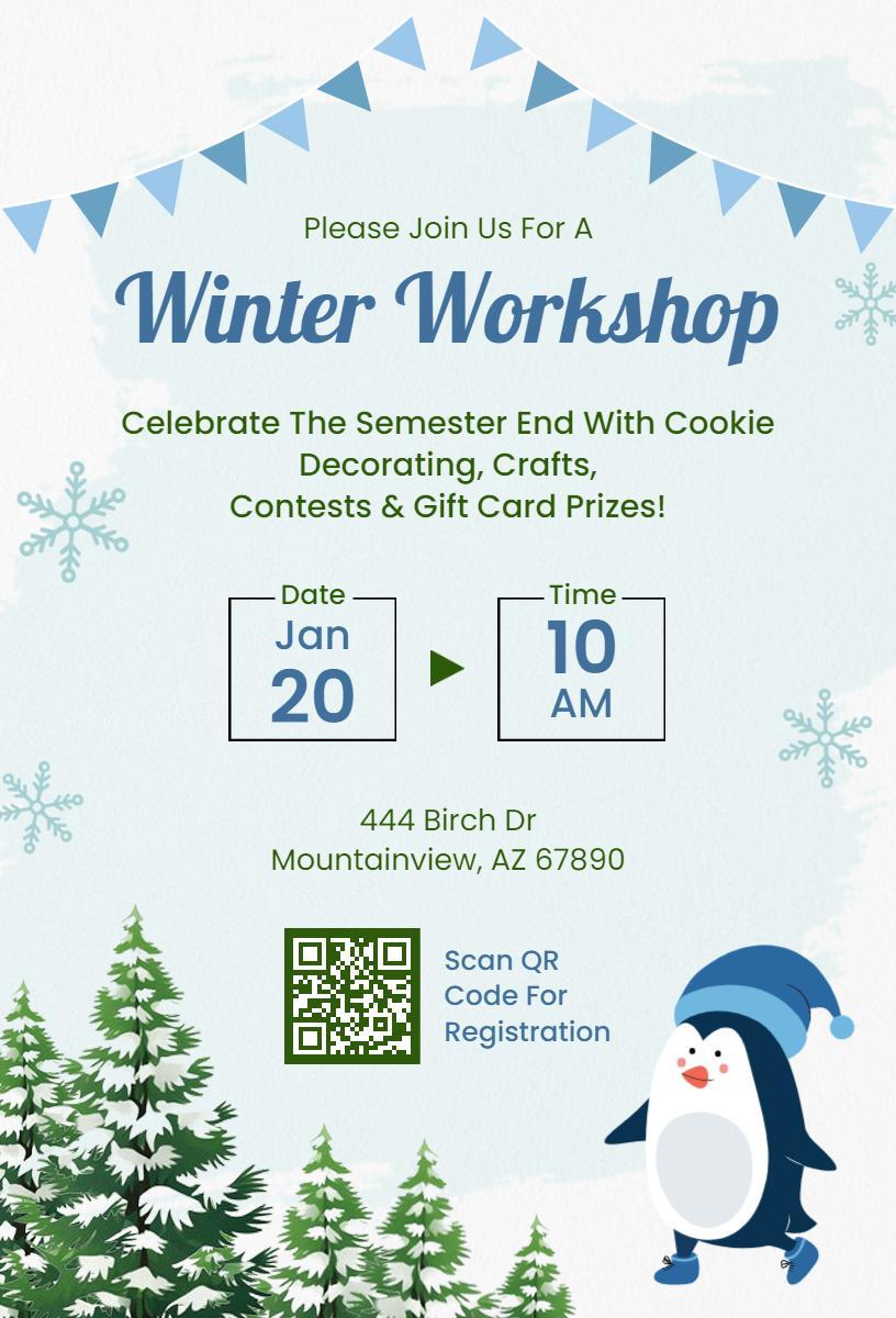 Festive Winter Crafts Cookie Decorating Workshop Invitation Template