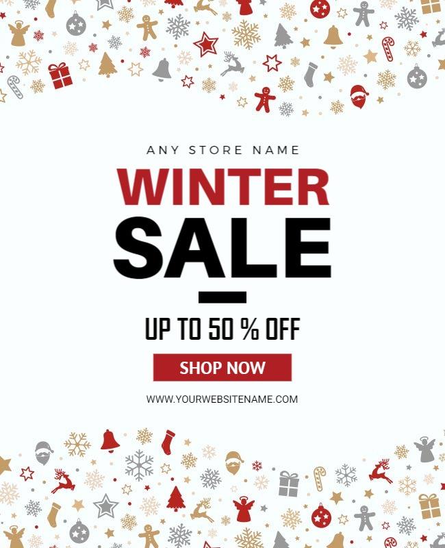 Festive Winter Fashion Sale with Holiday Decorations Flyer Template
