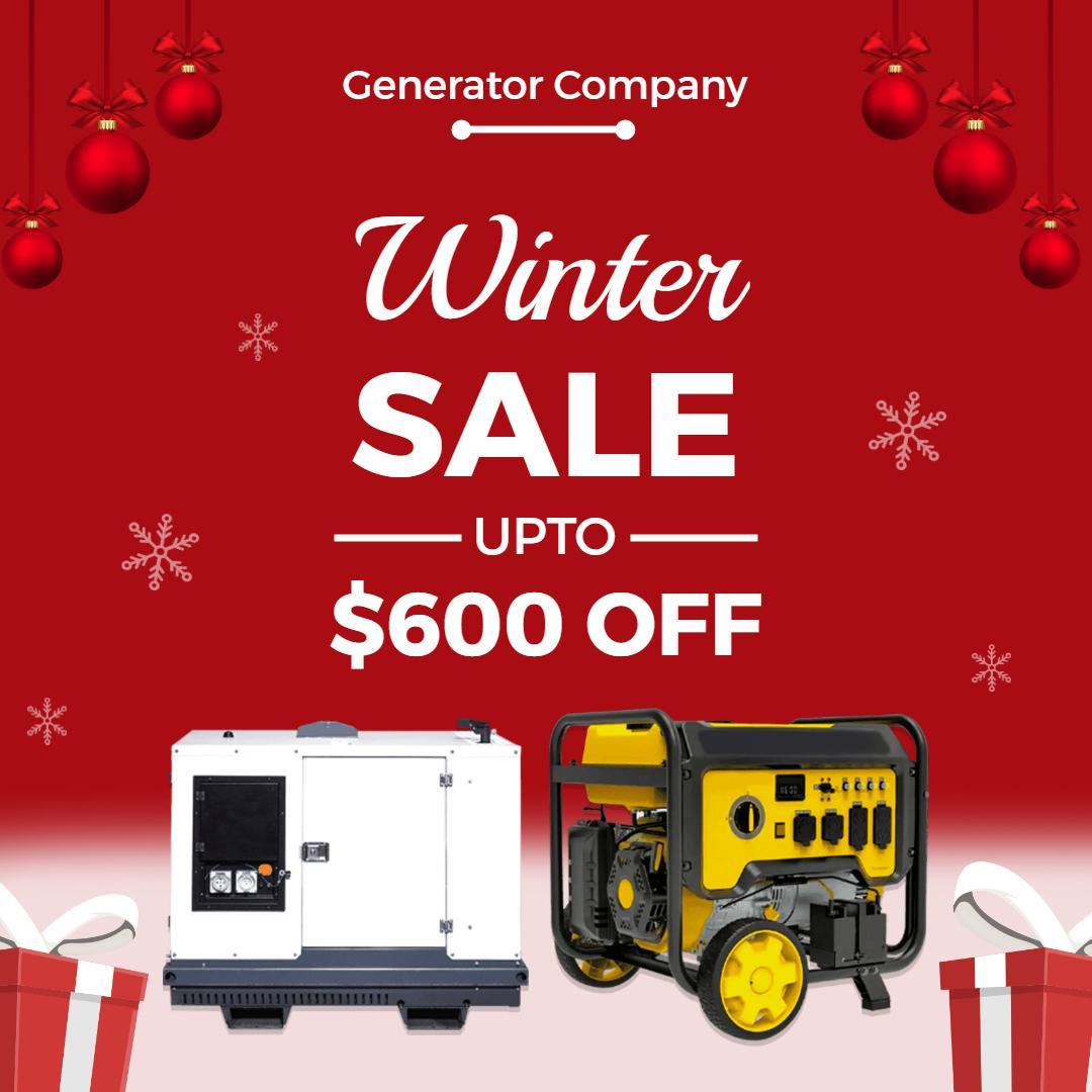Festive Winter Sale on Generators with Up to $600 Off Ad Template