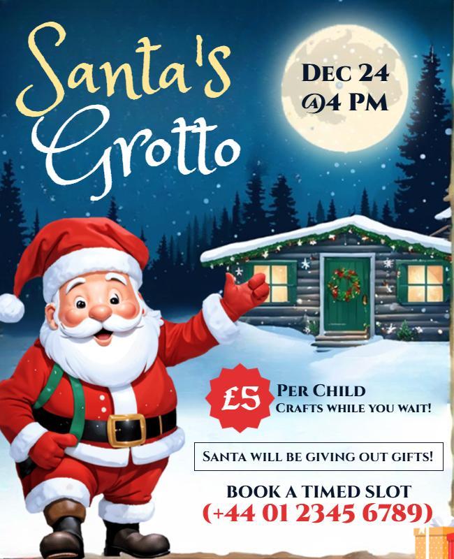 Festive Winter Santa's Grotto Christmas Event Poster Template