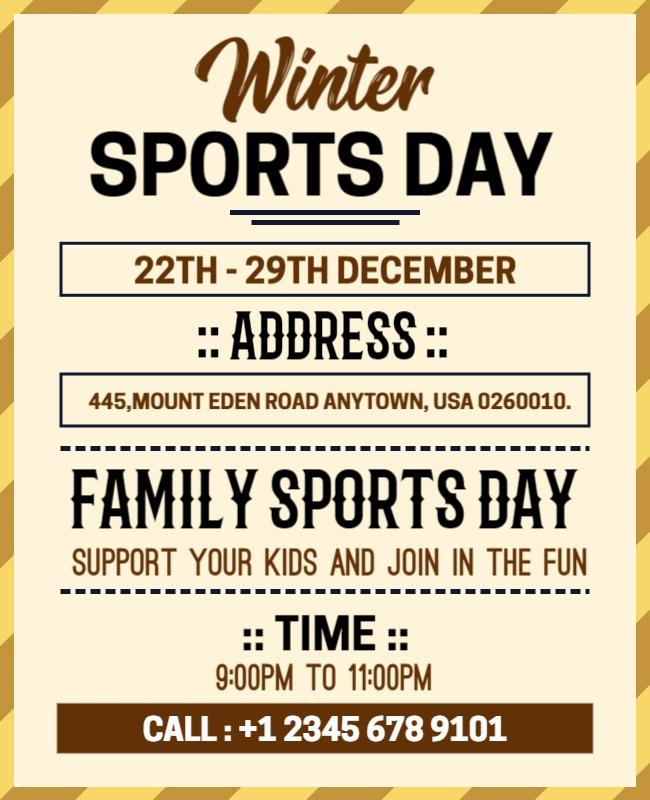 Festive Winter Sports Day Family Event Poster Template
