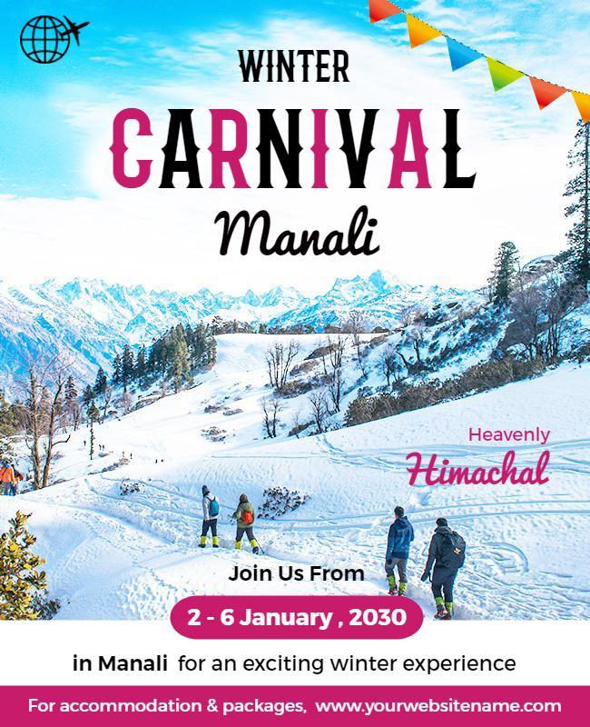 Festive Winter Wonderland Carnival in Manali Poster Template