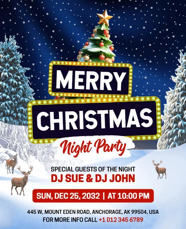 Festive Winter Wonderland Christmas Night Party Poster Template