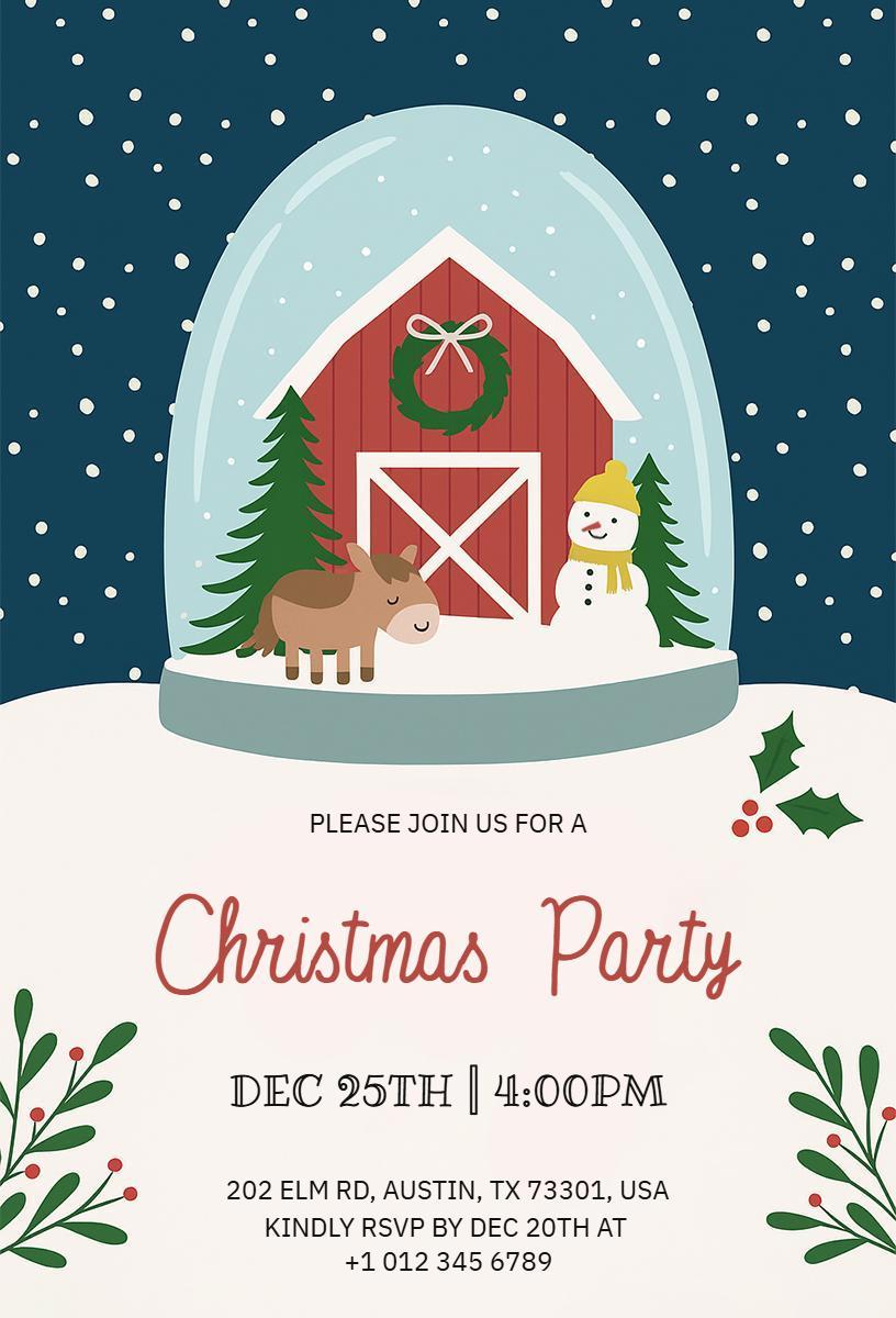 Festive Winter Wonderland Christmas Party Invitation Template