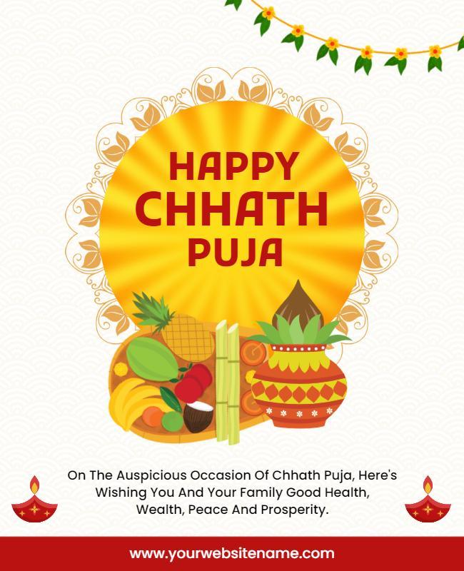 Festive Yellow Chhath Puja Celebration Poster Template