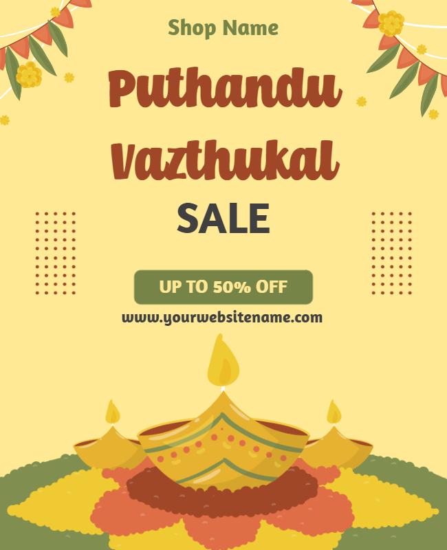 Festive Yellow Diwali Sale Celebration Poster Template