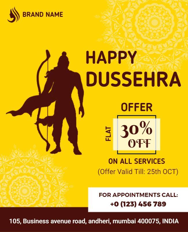 Festive Yellow Dussera Sale with Archer Design Poster Template