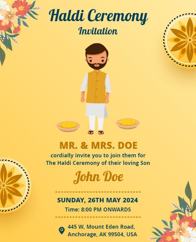 Festive Yellow Haldi Ceremony Invitation Poster Template