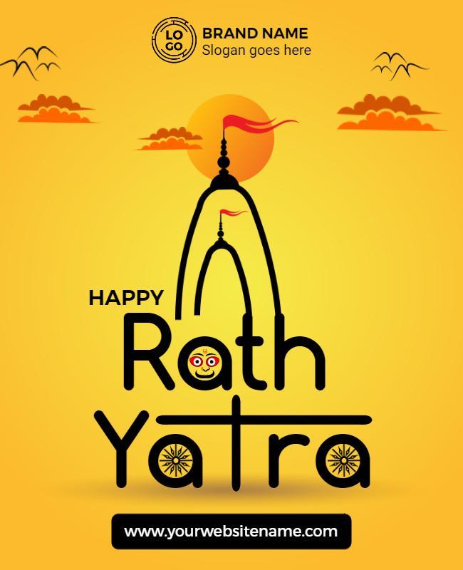 Festive Yellow Happy Rath Yatra Celebration Poster Template