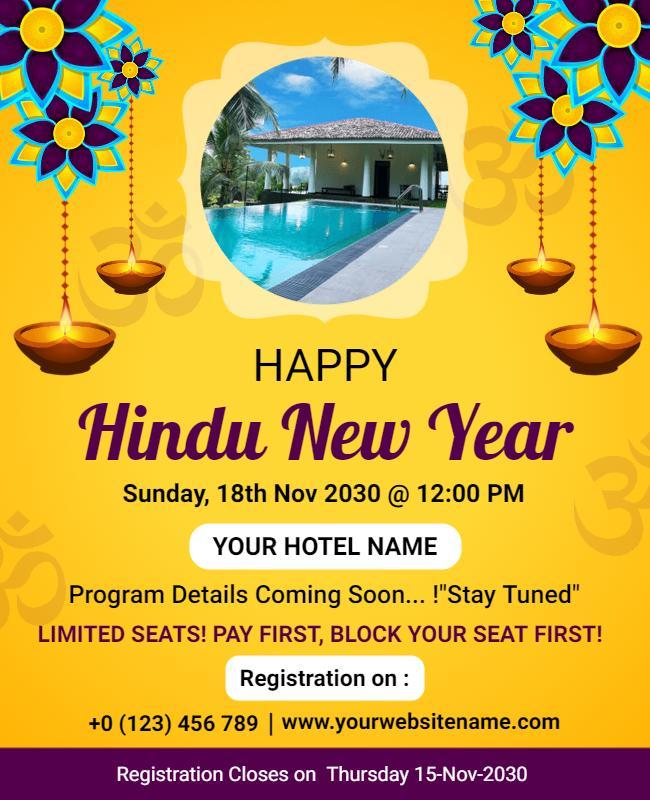 Festive Yellow Hindu New Year Celebration Poster Template