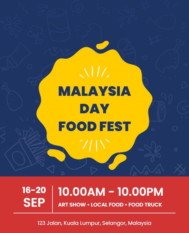 Festive Yellow Malaysia Day Food Festival Poster Template