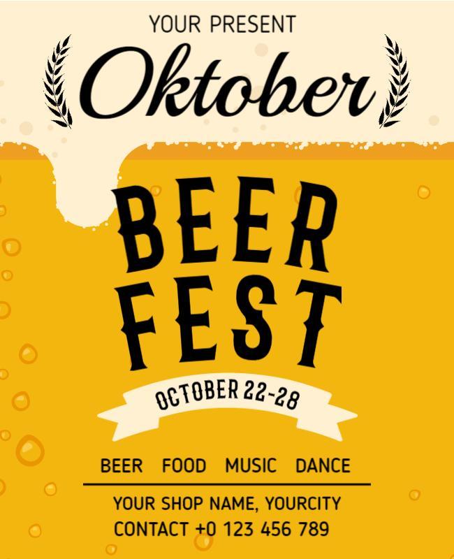 Festive Yellow Oktober Beer Festival Celebration Flyer Template
