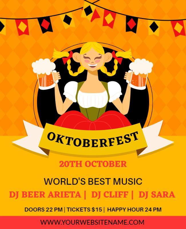 Festive Yellow Oktoberfest Celebration Music Party Poster Template