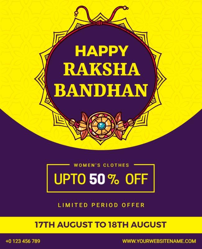 Festive Yellow Raksha Bandhan Sale Women's Clothes Poster Template