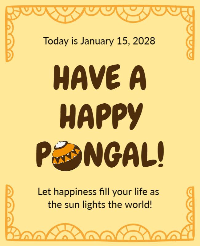 Festive Yellow Traditional Pongal Celebration Poster Template