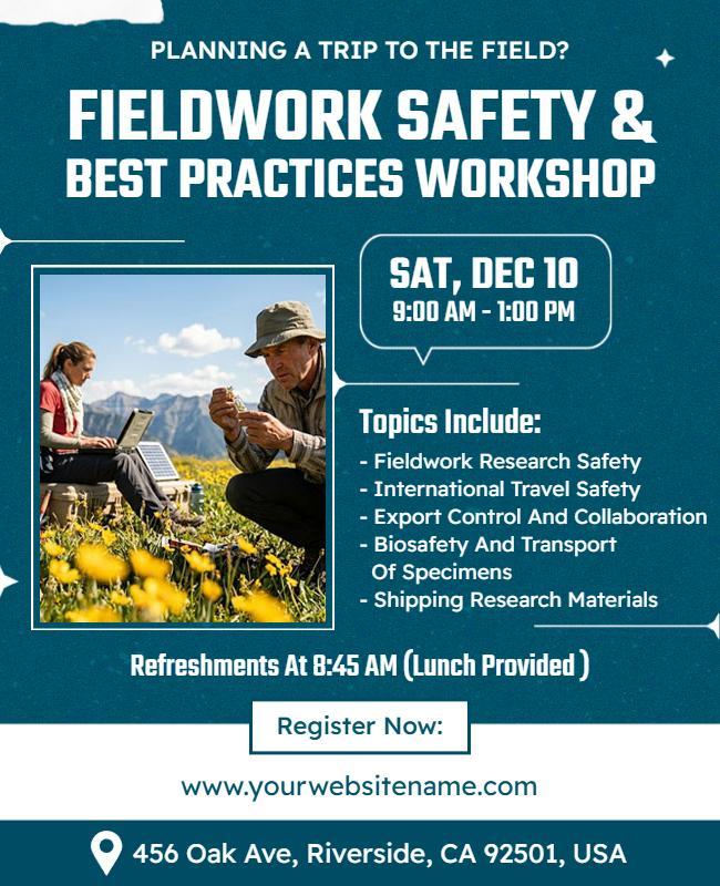 Fieldwork Safety and Best Practices Workshop Flyer Template
