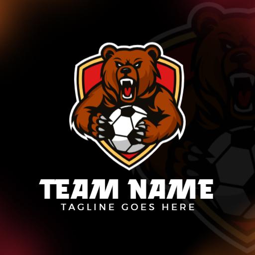 Fierce Bear Holding a Soccer Ball Represents Sports Team Logo Template