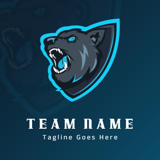 Fierce Blue and Black Wolf Emblem for Esports Team Logo Template
