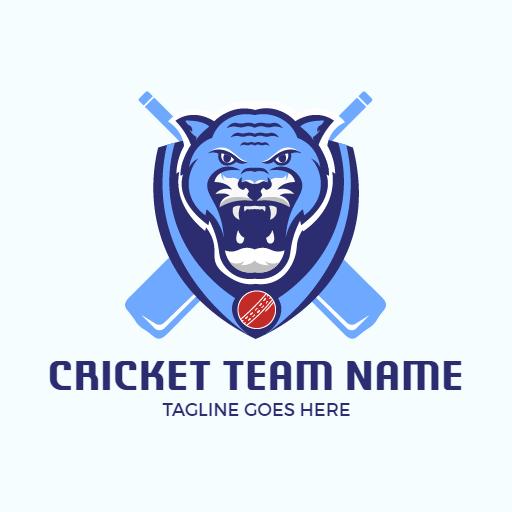 Fierce Blue Tiger Representing Competitive Cricket Team Logo Template