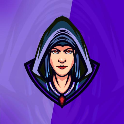 Fierce Female Avatar in Dark Hood Represents Esports Logo Template