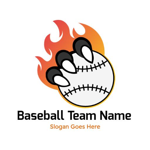 Fierce Flame Design Featuring a Baseball Team Name Logo Template