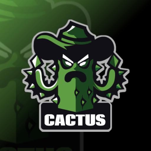 Fierce Green Cactus Mascot with Cowboy Hat Logo Template