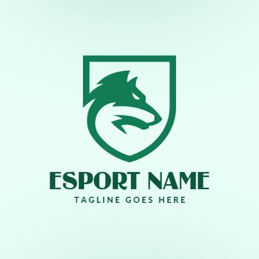 Fierce Green Wolf Symbolizing Competitive Esports Spirit Logo Template