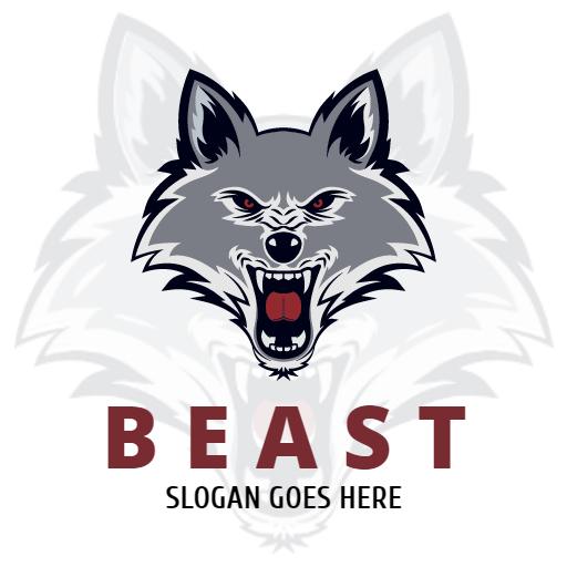 Fierce Grey Wolf Design Representing Power and Strength Logo Template