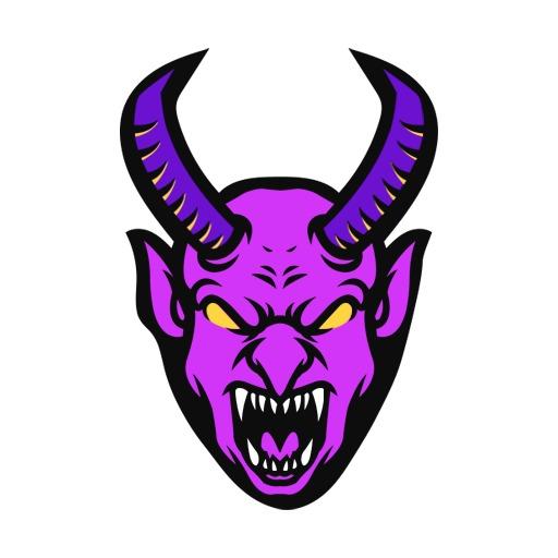 Fierce Purple Demon Mascot Design for Competitive Teams Logo Template