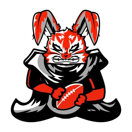 Fierce Red and Black Rabbit Mascot Representing Sports Logo Template