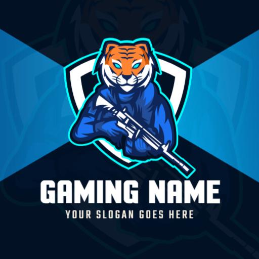 Fierce Tiger Mascot with Blue Background for Esports Logo Template