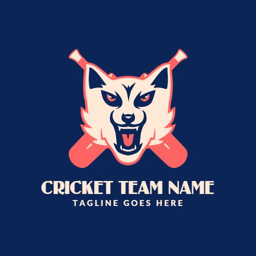 Fierce White Wolf Design for Cricket Team Logo Template