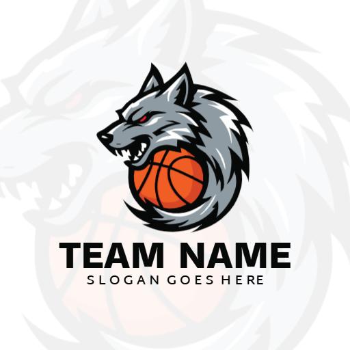 Fierce Wolf Brandishing a Basketball for Team Sports Logo Template