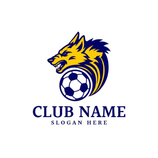 Fierce Yellow Wolf with Soccer Ball Represents Team Spirit Logo Template