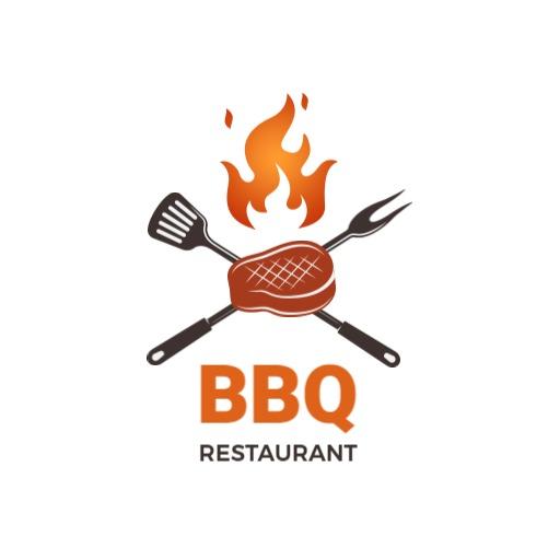 Fiery Grill Design Featuring BBQ Restaurant Logo Template