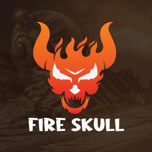 Fiery Orange Demon Skull Design with Aggressive Features Logo Template