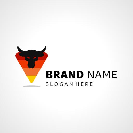 Fiery Red and Yellow Bull Design Representing Rock Music Logo Template