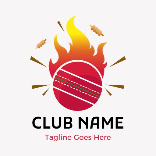 Fiery Red Cricket Ball Representing Competitive Team Spirit Logo Template