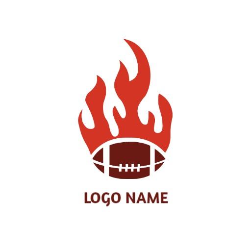 Fiery Red Flames Surrounding a Dynamic Rugby Ball Logo Template