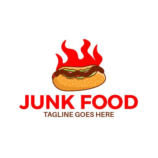 Fiery Red Hotdogs Featuring Bold Junk Food Logo Template
