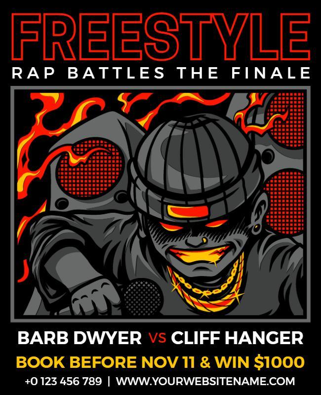 Fiery Urban Freestyle Rap Battles Finale Poster Template