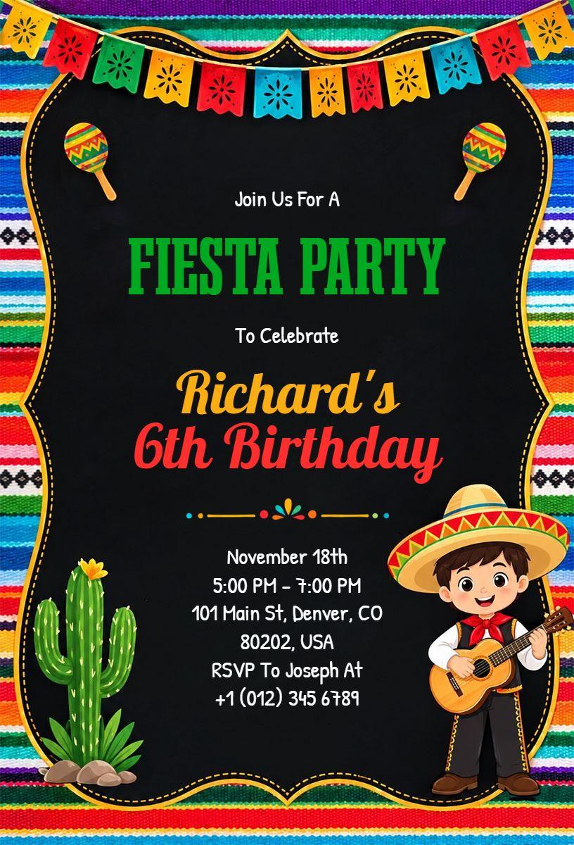 Fiesta Themed Children's Birthday Invitation Template