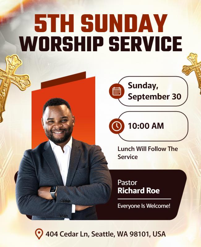 Fifth Sunday Worship Service Event Flyer Template